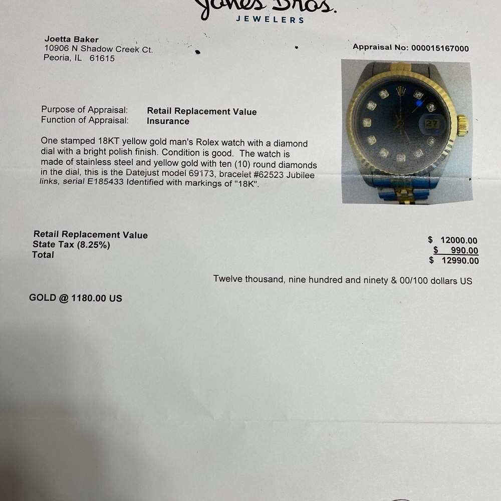Ladies date just Rolex watch
